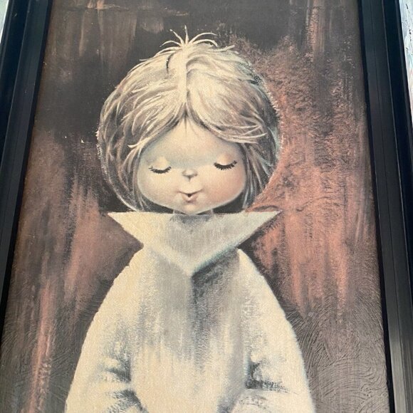 2 Piece Set Vintage I. Vemet Altar Boy/Girl Framed 1960s 1950s - Picture 6 of 9